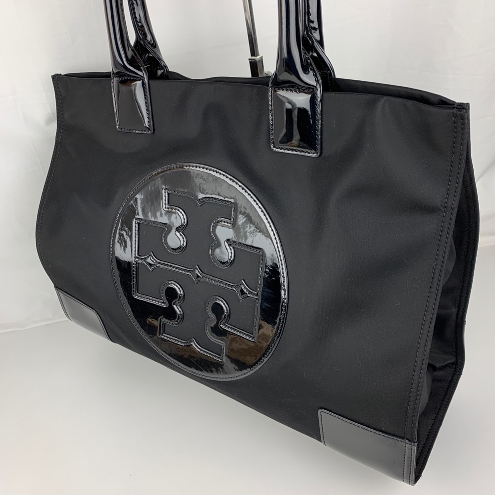 New Tory Burch Ella Black Expandable Nylon Tote - Picture 2 of 8